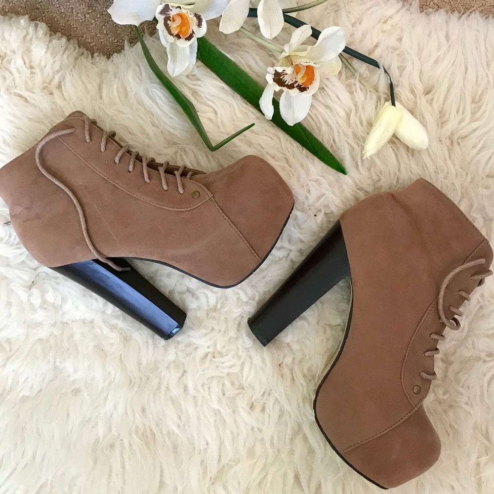 Nude Platform Booties Heels Size 6